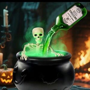 Halloween Skeleton Cauldron Decor